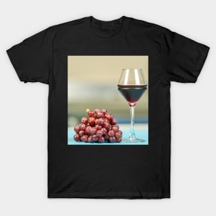 Glass of wine and grapes T-Shirt